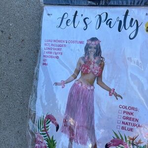 Island woman hula Hawaii grass skirt with flower bra top  Halloween costume